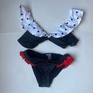 gianni polka dot ruffle swimsuit